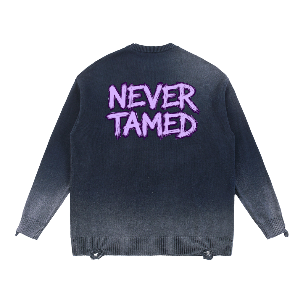 Sun Fade Distressed Ripped Crewneck Sweater - The Logo