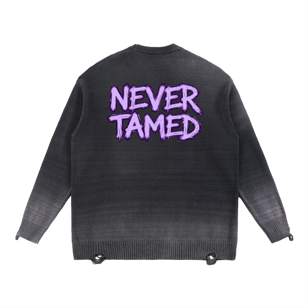 Sun Fade Distressed Ripped Crewneck Sweater - The Logo