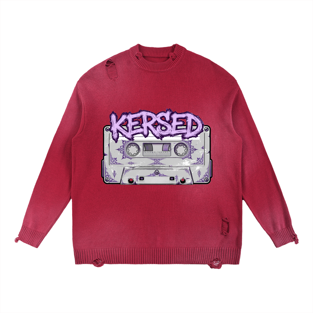 Sun Fade Distressed Ripped Crewneck Sweater - The Logo