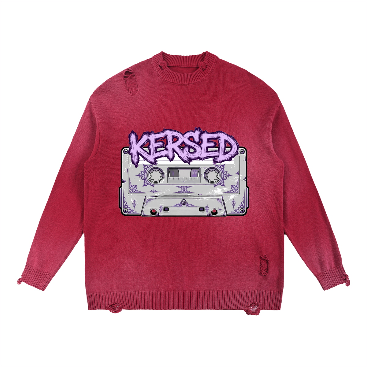 Sun Fade Distressed Ripped Crewneck Sweater - The Logo